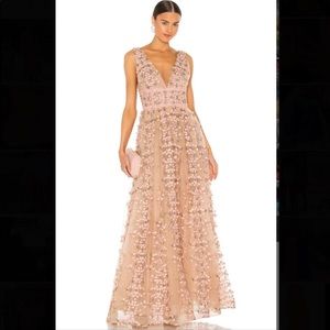 Bronx and Banco Megan V Neck Lace Gown